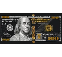 Картина за номерами Франклин. Доллар З фарбами металік(золоті) 40*80 см Орігамі (LW5100)