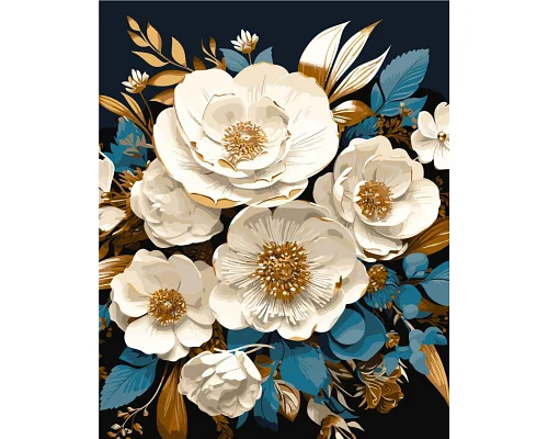 Картина за номерами Біла симфонія квітіві з фарбами металік 40х50 см Ідейка (KHO3270)