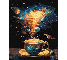 Картина по номерам Космическое чаепитие с красками металлик 40х50см Идейка (KHO5124)