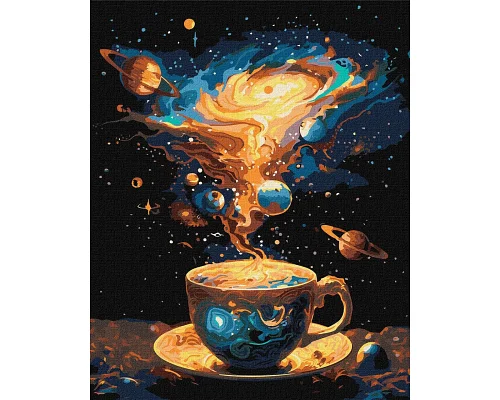 Картина за номерами Космічне чаювання з фарбами металік 40х50 см Ідейка (KHO5124)