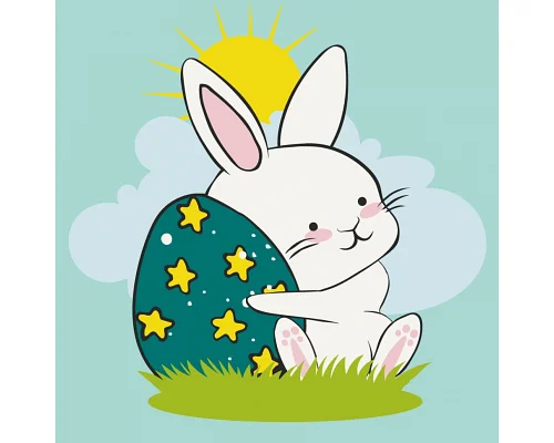 Картина по номерам Великодній кролик з яйцем 30х30 см АРТ-КРАФТ  (15059-AC)