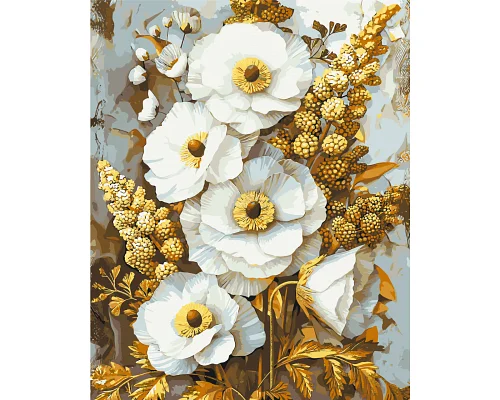 Картина за номерами Благородні квіти з фарбами металік 40*50 см Орігамі (LW3336)