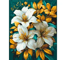 Картина по номерам Очаровательные лилии с красками металлик золото 40х50 см Оригами (LW3338)