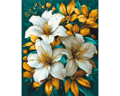 Картина по номерам Очаровательные лилии с красками металлик золото 40х50 см Оригами (LW3338)