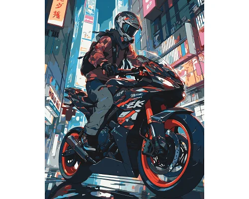 Картина за номерами Токійський мотоцикліст 40*50 см Орігамі (LW3325)