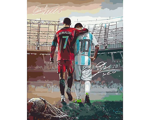 Картина за номерами Два футболісти Роналду та Мессі 40*50 см Орігамі (LW3322)