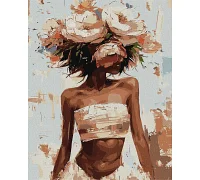 Картина за номерами Квітковий капелюшок дівчина 40х50 см Ideyka (KHO8438)
