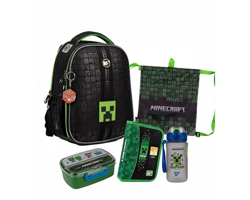 Набор школьный Minecraft XXL рюкзак + пенал + сумка + бутылка + ланч-бокс (559558XXL)