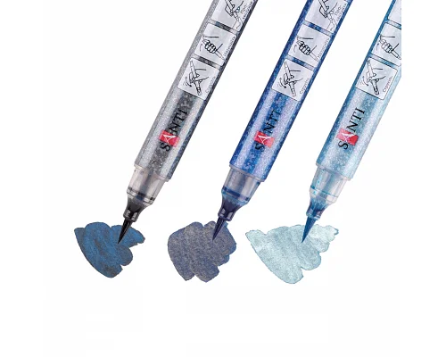 Набір маркерів акварельних Glitter Brush відтінки синього 3 шт/уп. Santi (390769)