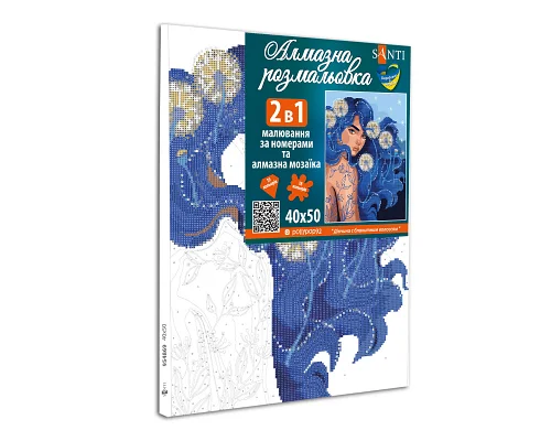 Картина за номерами з алмазною мозаїкою Дівчина с блакитним волоссям 40*50 см. Santi (954869)