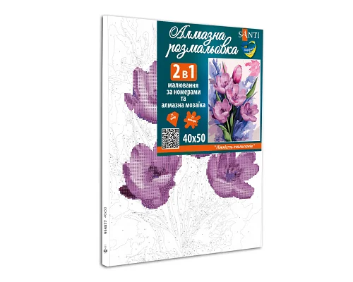 Картина за номерами з алмазною мозаїкою Ніжність тюльпанів 40*50 см. Santi (954877)