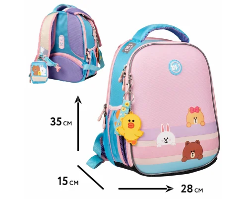Набір рюкзак шкільний + пенал + сумка + пляшка + ланч-бокс Yes Line Friends H-100 (559549XXL)