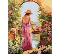 Картина за номерами Дівчина з квітами 40х50 см Ідейка (KHO8431)