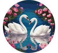 Круглая Картина по номерам Грация лебедей d26 см Идейка (KHO-R1154)