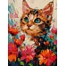 Картина по номерам Котик в цветах 30х40 см Идейка (KHO6599)