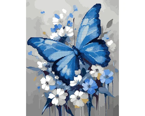 Картина по номерам с алмазной мозаикой Бабочка на цветах 40*50 см. Santi (954880)
