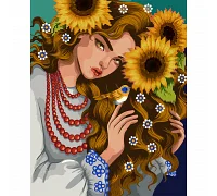 Картина за номерами з алмазною мозаїкою Дівчина у соняшниках 40*50 см. Santi (954882)