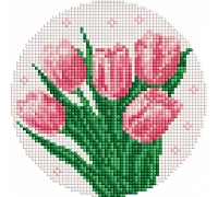 Кругла Алмазна мозаїка Ніжні тюльпани d19 Ідейка (AM-R7935)