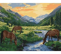 Картина по номерам Лошади в горах 40х50 см Идейка (KHO6605)