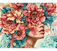 Картина за номерами Романтика дівчини з квітами 40х50 см Ідейка (KHO8445)