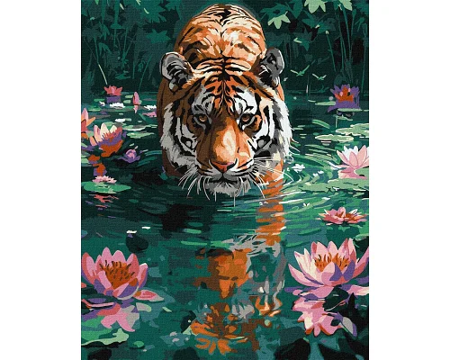 Картина за номерами Тигр на полюванні 40х50 см Ідейка (KHO6614)