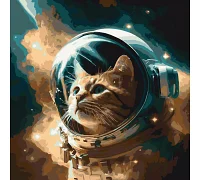 Картина за номерами Котик космонавт 40х40 см Орігамі (LW31860)
