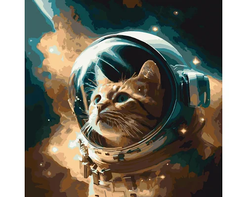 Картина по номерам Котик космонавт 40х40 см Оригами(LW31860)