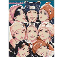 Алмазна мозаїка K-pop Stray Kids (стрей кідс)  40х50 см Орігамі (OD31890)