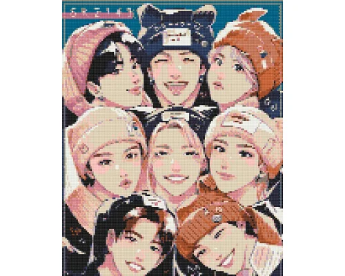 Алмазна мозаїка K-pop Stray Kids (стрей кідс)  40х50 см Орігамі (OD31890)