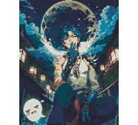Алмазна мозаїка аніме Геншин імпакт Сяо на тлі місяця 40х50 см Орігамі (OD30150)