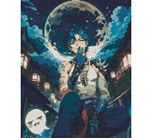 Алмазна мозаїка аніме Геншин імпакт Сяо на тлі місяця 40х50 см Орігамі (OD30150)