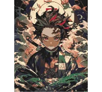 Алмазная мозаика аниме Клинок, рассекающий демонов Тандзиро Камадо 40х50 см Оригами (OD0870)