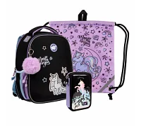 Набор рюкзак школьный ортопедичный + сумка для обуви + пенал Yes Magic Rainbow Unicorn H-100 (559794)