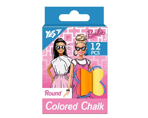 Крейда кольорова Barbie 12 шт кругла YES (400517)