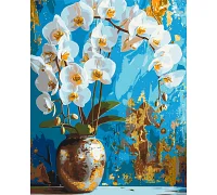 Картина за номерами Біла орхідея з фарбами металік 40*50 см Орігамі (LW8100)