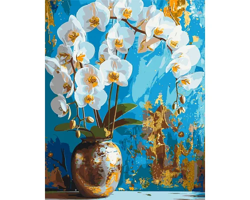 Картина за номерами Біла орхідея з фарбами металік 40*50 см Орігамі (LW8100)
