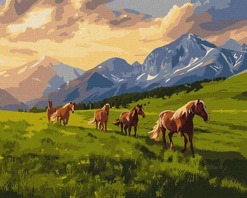 Картина по номерам Свободные духом кони 40х50 см Идейка (KHO6609)