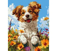 Картина по номерам Собака в цветах 40х50 см Идейка (KHO6624)