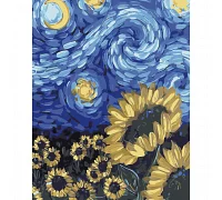 Картина за номерами Соняшники у стилі Ван Гога розміром 40х50 см Strateg: (DY271)