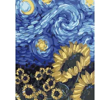 Картина за номерами Соняшники у стилі Ван Гога розміром 40х50 см Strateg: (DY271)