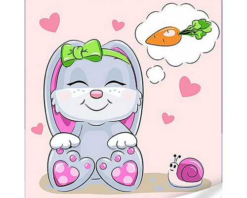 Картина за номерами Кролик з морквою з лаком та з рівнем розміром 30х30 см Strateg: (ES-0876)