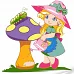 Картина за номерами Дівчинка з грибочком з лаком та з рівнем розміром 30х30 см Strateg: (ES-0880)