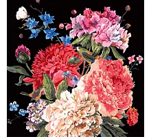 Картина за номерами Квіткова гармонія на чорному фоні розміром 40х40 см Strateg: (AV4040-26)