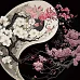 Картина за номерами Симетрія Інь-янь з квітами на чорному фоні розміром 40х40 см Strateg: (AV4040-47)