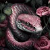 Картина за номерами Екзотична змія у квітковій атмосфері на чорному фоні розміром 40х40 см Strateg: (AV4040-48)