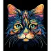 Картина за номерами Неонова грація кота на чорному фоні розміром 40х50 см Strateg: (AH1086)