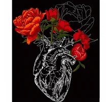 Картина за номерами Серце квітів на чорному фоні розміром 40х50 см Strateg: (AH1094)