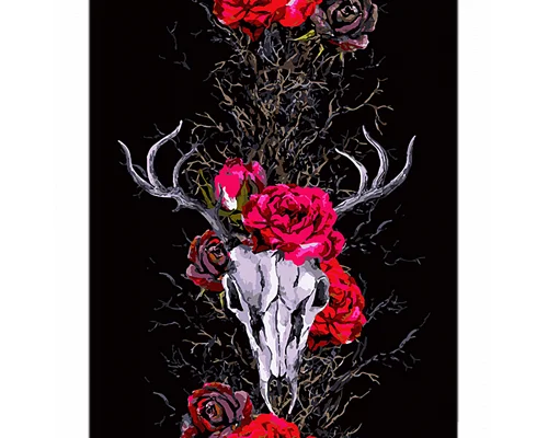 Картина за номерами Череп оленя з трояндами на чорному фоні розміром 40х50 см Strateg: (AH1097)