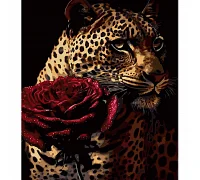 Картина за номерами Хижий красень з трояндою на чорному фоні розміром 40х50 см Strateg: (AH1106)