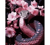 Картина за номерами Змія та рожеві відтінки на чорному фоні розміром 40х50 см Strateg: (AH1108)